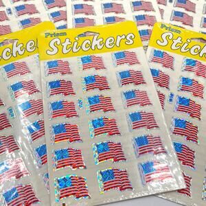 Lot of 5 Prism Foiled American Flag Stickers USA Voting Election Holographic